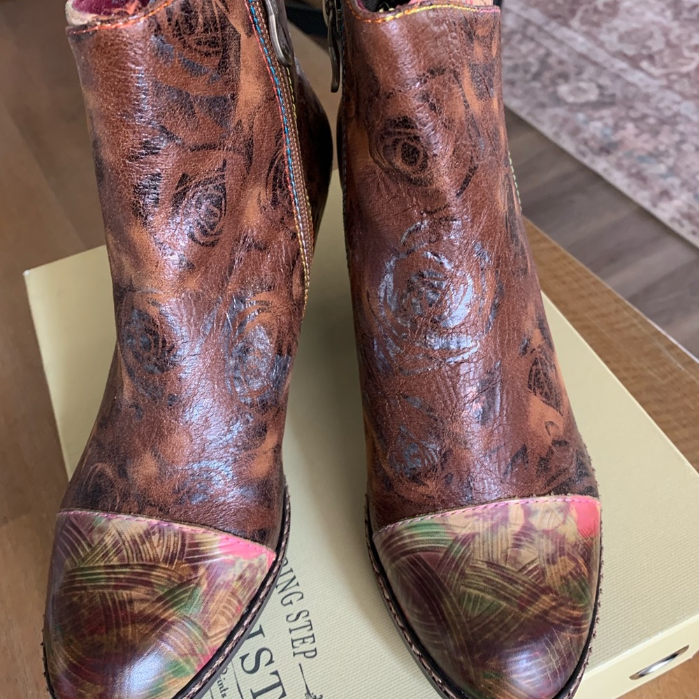 Brown and Multicolor Ankle Boots